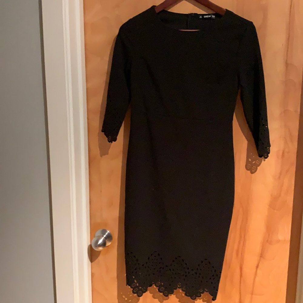 Shein Black 3/4 Sleeve Dress with Cut Outs